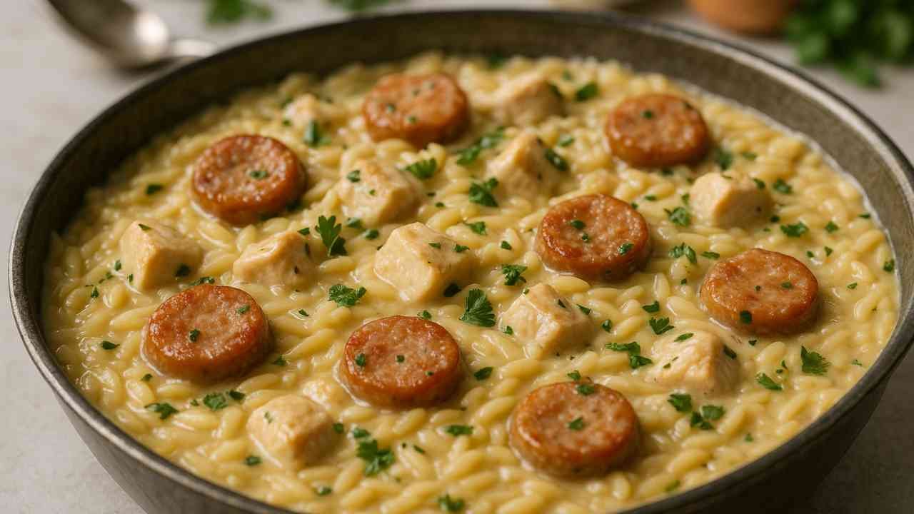 Chicken and Sausage Orzo